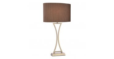 Oporto Wavy Table Lamp Antique Brass With Brown Shade