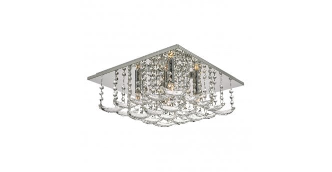 Där Lighting Orella 5 Light Flush Polished Chrome & Crystal