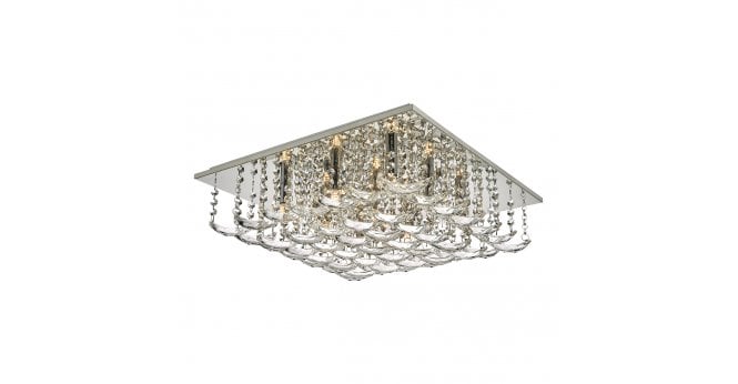 Där Lighting Orella 9 Light Flush Polished Chrome & Crystal