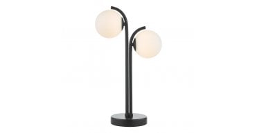 Orlena 2 Light Table Lamp Matt Black and Opal Glass