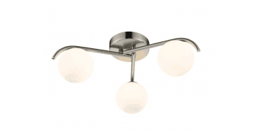 Orlena 3 Light Flush Satin Chrome and Opal Glass