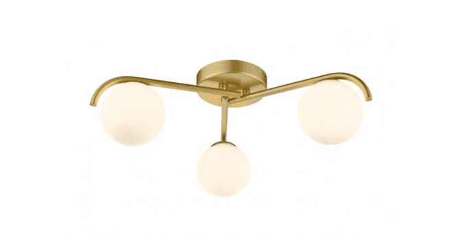 Där Lighting Orlena 3 Light Flush Satin Gold and Opal Glass