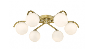 Orlena 6 Light Flush Satin Gold and Opal Glass