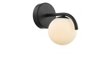 Orlena Wall Light Matt Black and Opal Glass