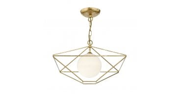 Orsini 1 Light Pendant Antique Gold Opal Glass Shade