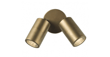 Ortega 2 Light Outdoor Wall Light Aged Brass and Glass IP65