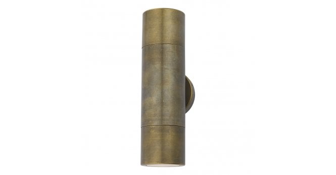 Där Lighting Ortega Outdoor 2 Light Wall Light Natural Brass IP65