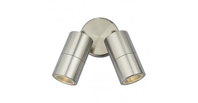 Där Lighting Ortega Outdoor 2 Light Wall Spotlight Aluminium IP65