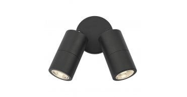 Ortega Outdoor 2 Light Wall Spotlight Matt Black IP65