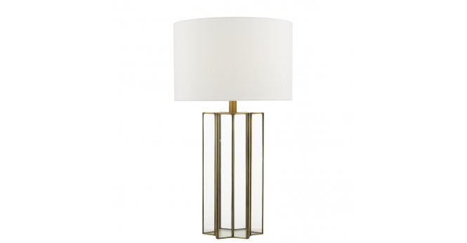 Där Lighting Osuna Table Lamp Natural Brass Glass With Shade