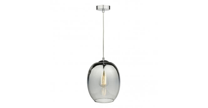 Där Lighting Patrice 1 Light Pendant Silver Glass