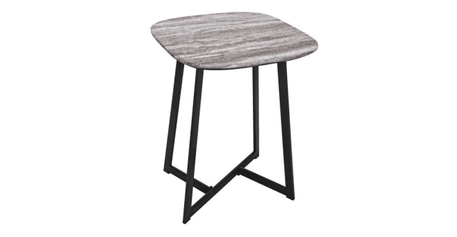 Där Lighting Pavlos Side Table Brown Stone Effect and Matt Black