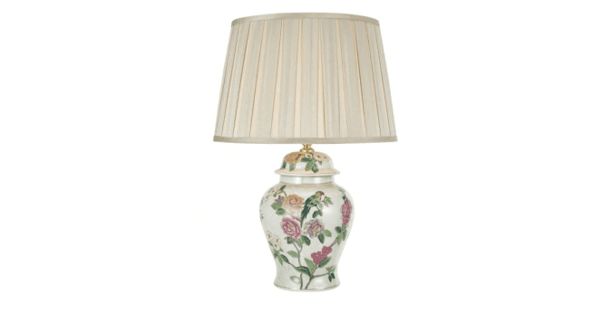 Där Lighting Peony Table Lamp Multi Coloured Ceramic With Shade