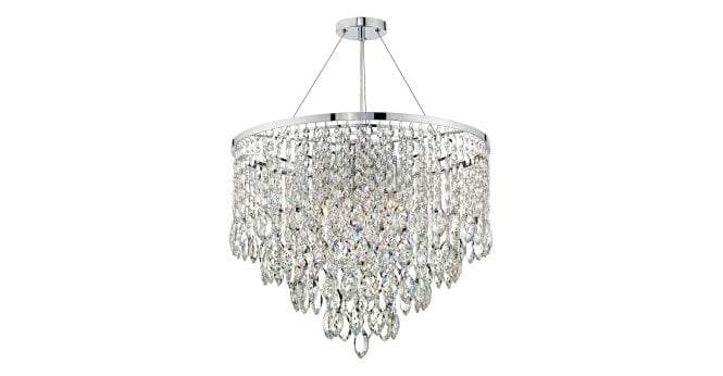 Där Lighting Pescara 5 Light Round Pendant Decorative Crystal
