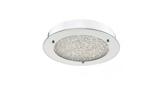 Där Lighting Peta Small Bathroom Flush Polished Chrome Crystal Light LED IP44