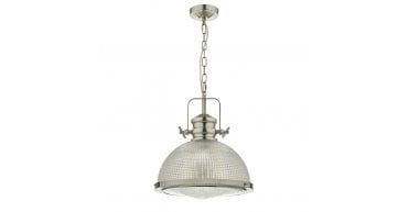 Peyton 1 Light Pendant Satin Nickel And Textured Glass