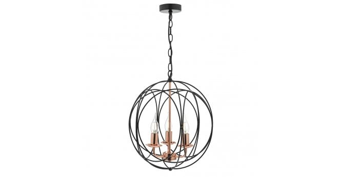 Där Lighting Phoenix 3 Light Pendant Black & Copper