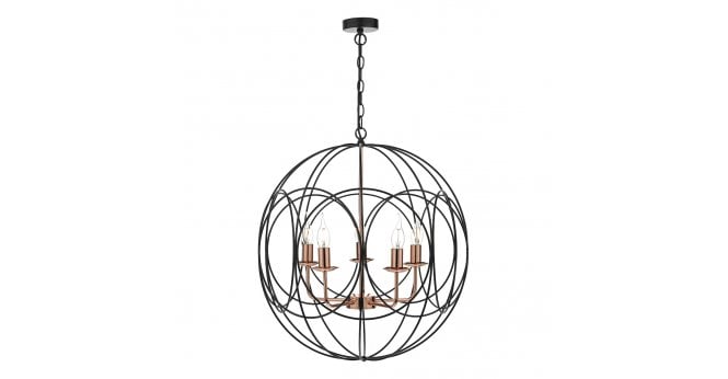Där Lighting Phoenix 5lt Pendant Black & Copper