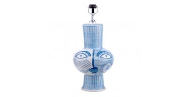 Picasso Large Ceramic Table Lamp Blue & White Face Print