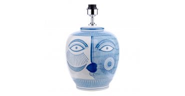 Picasso Small Ceramic Table Lamp Blue & White Face Print Base Only