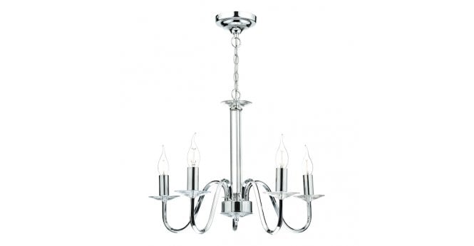 Där Lighting Pique 5 Light Polished Chrome Clear Crystal Detail