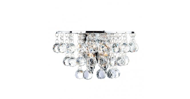 Där Lighting Pluto 2 Light Wall Light Polished Chrome Crystal