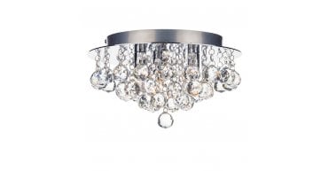 Pluto 3 Light Flush Polished Chrome Crystal Glass Droppers