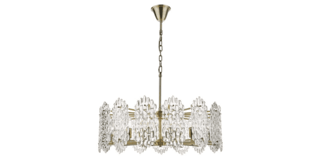 Där Lighting Porthos 15 Light Pendant Antique Brass Glass