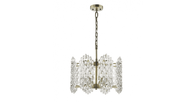 Där Lighting Porthos 8 Light Pendant Antique Brass and Glass