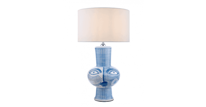 Där Lighting Pyramid White Linen Drum Shade 40cm
