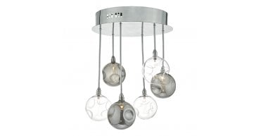 Quinn 6 Light Semi Flush Polished Chrome With Smoked & Clear Glass