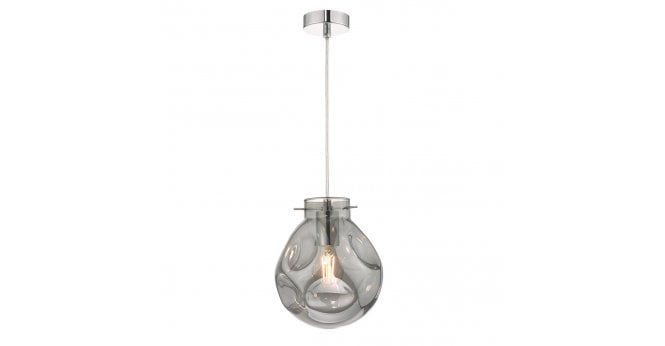 Där Lighting Quinn Pendant Polished Chrome & Smoked Glass