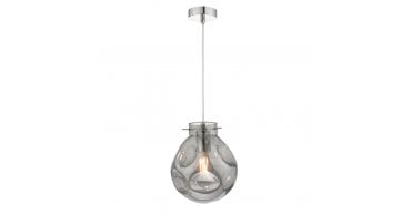 Quinn Pendant Polished Chrome & Smoked Glass