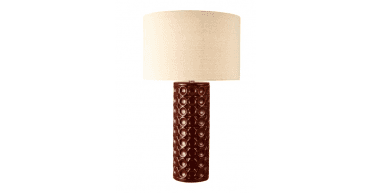 Raja Table Lamp Red Ceramic and Antique Bronze With Shade