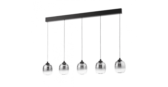 Där Lighting Ramona 5 Light Bar Pendant Matt Black and Smoked Ombre Glass LED