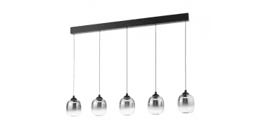 Ramona 5 Light Bar Pendant Matt Black and Smoked Ombre Glass LED