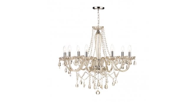 Där Lighting Raphael 8 Light Chandelier Champagne Crystal