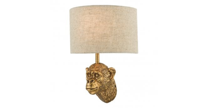 Där Lighting Raul Monkey Wall Light Gold With Shade