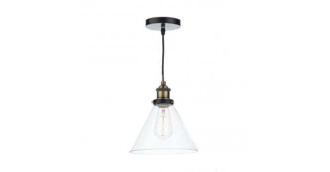 Där Lighting Ray 1 Light Pendant Antique Brass Clear