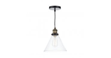 Ray 1 Light Pendant Antique Brass Clear