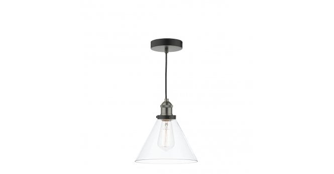 Där Lighting Ray 1 Light Single Pendant Antique Nickel Clear Glass