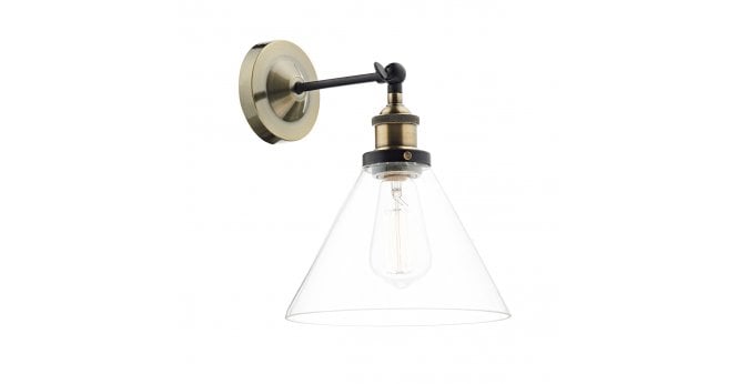 Där Lighting Ray 1 Light Wall Bracket Antique Brass Clear