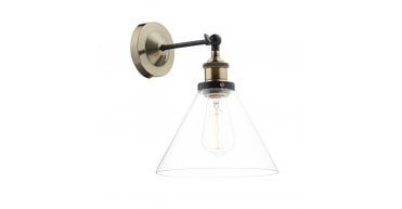 Ray 1 Light Wall Bracket Antique Brass Clear