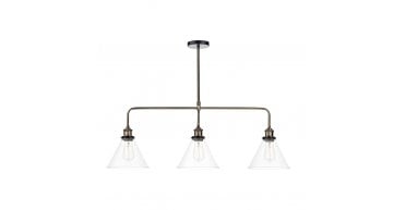 Ray 3 Light Bar Pendant Antique Brass Clear