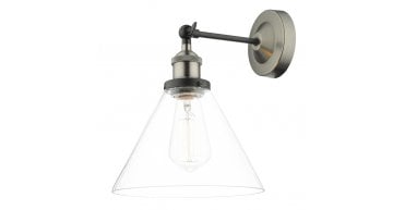 Ray Single Wall Light Antique Nickel Clear Glass