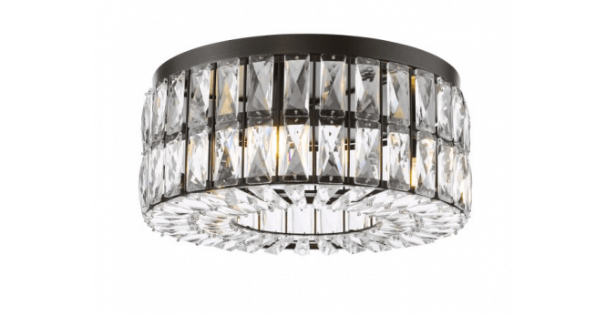 Där Lighting Relena 4 Light Flush Matt Black and Crystal