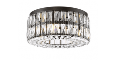 Relena 4 Light Flush Matt Black and Crystal