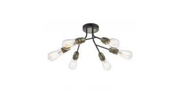 Remy 6 Light Semi Flush Black & Antique Brass