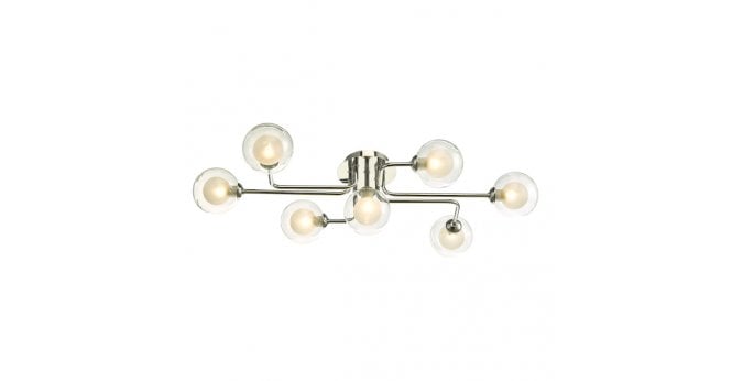 Där Lighting Reyna 7lt Semi Flush Polished Chrome With Clear/Opal Glass