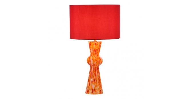 Där Lighting Rheneas Table Lamp Red Glass With Shade